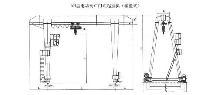 10吨MH型单梁星空体育官方账号结构图