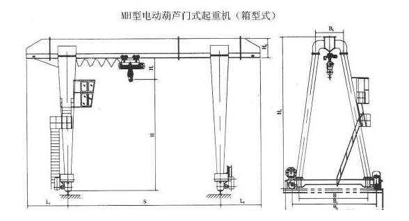 20吨MH型厢形式单梁星空体育官方账号结构图